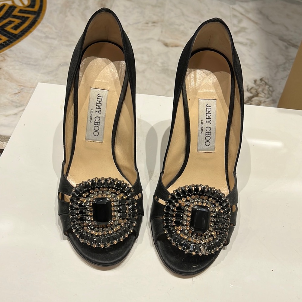 Jimmy Choo Embellished Satin Pump
